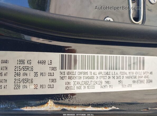 3C4NJCAB2JT124120 2018 JEEP COMPASS Black Вид підкапотного простору