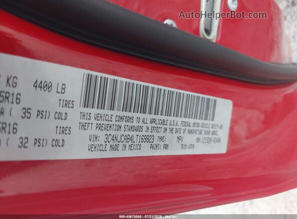 3C4NJCAB4LT169823 2020 JEEP COMPASS Red Вид підкапотного простору
