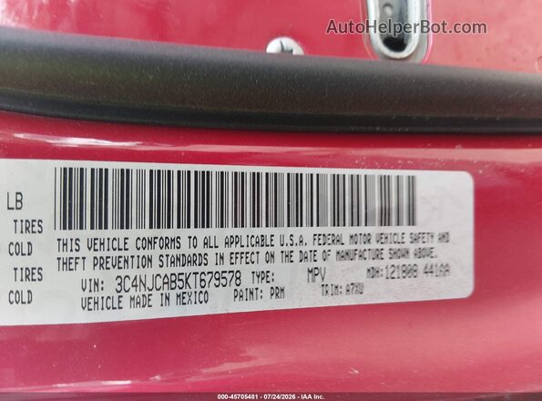 3C4NJCAB5KT679578 2019 JEEP COMPASS Red Vista del compartimento del motor