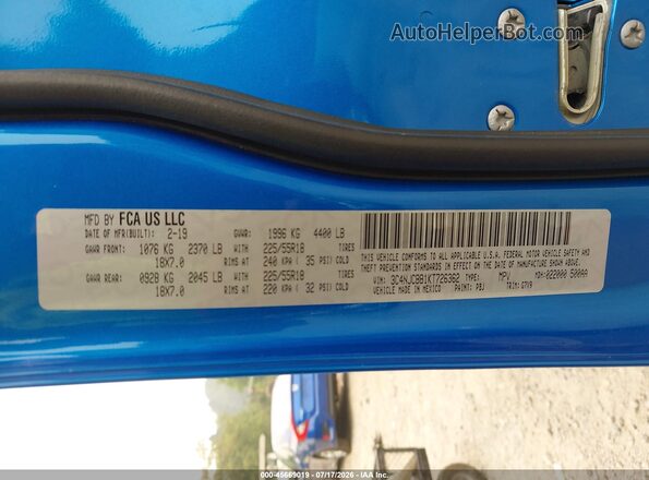 3C4NJCBB1KT726362 2019 JEEP COMPASS Синий Вид подкапотного пространства