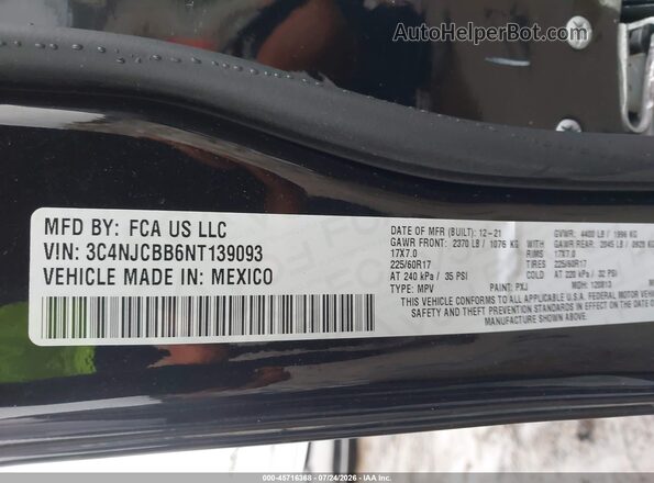 3C4NJCBB6NT139093 2022 JEEP COMPASS Black Vista del compartimento del motor