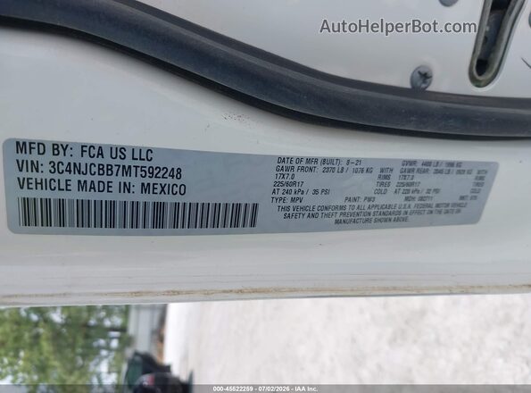 3C4NJCBB7MT592248 2021 JEEP COMPASS White Շարժիչի բաժամունքի տեսք