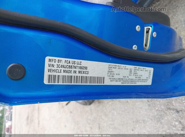 3C4NJCBB7NT166299 2022 JEEP COMPASS Blue Вид підкапотного простору