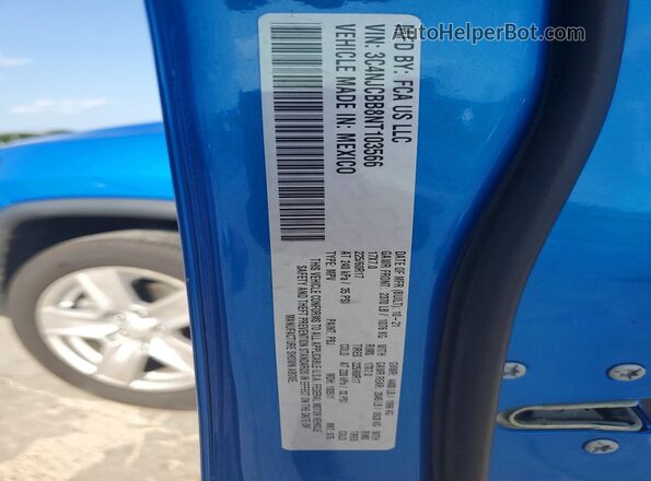 3C4NJCBB8NT103566 2022 JEEP COMPASS Blue Widok naklejki z numerem VIN