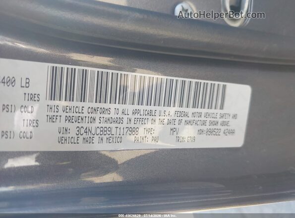 3C4NJCBB9LT117988 2020 JEEP COMPASS Gray Вид підкапотного простору