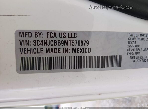 3C4NJCBB9MT570879 2021 JEEP COMPASS White Widok komory silnika