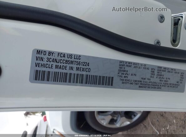3C4NJCCB5MT561224 2021 JEEP COMPASS White Вид підкапотного простору