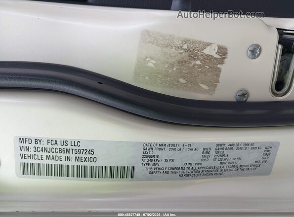 3C4NJCCB6MT597245 2021 JEEP COMPASS White Widok komory silnika