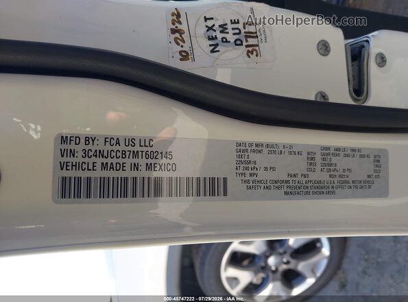 3C4NJCCB7MT602145 2021 JEEP COMPASS Белый Вид подкапотного пространства