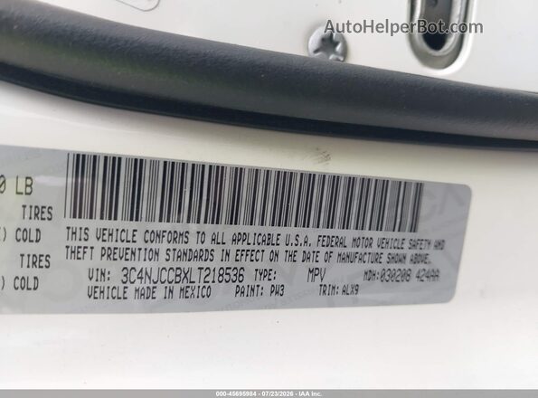 3C4NJCCBXLT218536 2020 JEEP COMPASS White Widok komory silnika