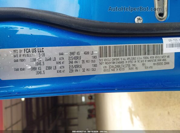 3C4NJDAB0JT413759 2018 JEEP COMPASS Blue Engine compartment view