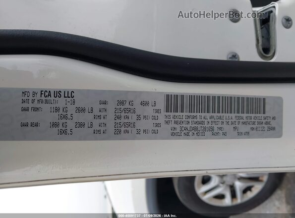 3C4NJDAB8JT281656 2018 JEEP COMPASS White Vista del compartimento del motor