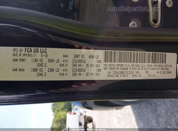 3C4NJDAB8JT415310 2018 JEEP COMPASS Black Vista del compartimento del motor