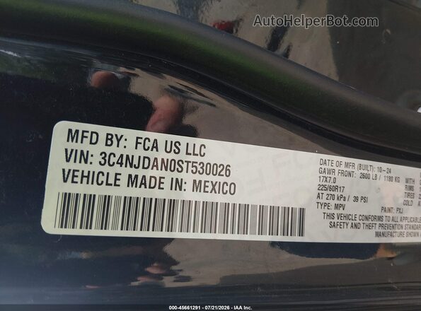 3C4NJDAN0ST530026 2025 JEEP COMPASS Черный Вид подкапотного пространства