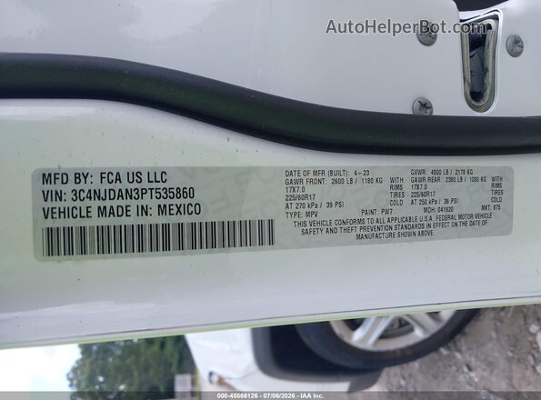 3C4NJDAN3PT535860 2023 JEEP COMPASS White ძრავის განყოფილების ხედი