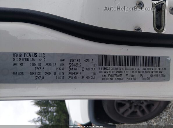 3C4NJDBB0HT611122 2017 JEEP COMPASS Белый Вид подкапотного пространства