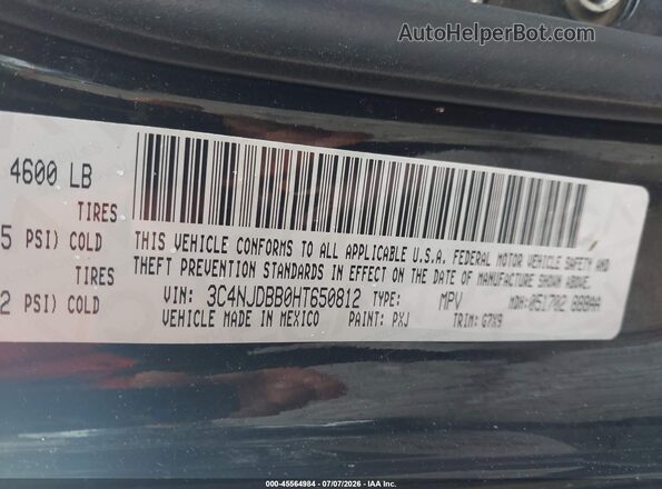3C4NJDBB0HT650812 2017 JEEP COMPASS Black Vista de la etiqueta del VIN
