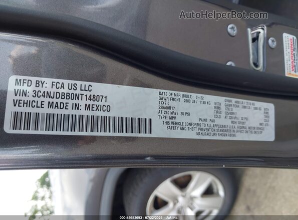 3C4NJDBB0NT148071 2022 JEEP COMPASS Gray Շարժիչի բաժամունքի տեսք
