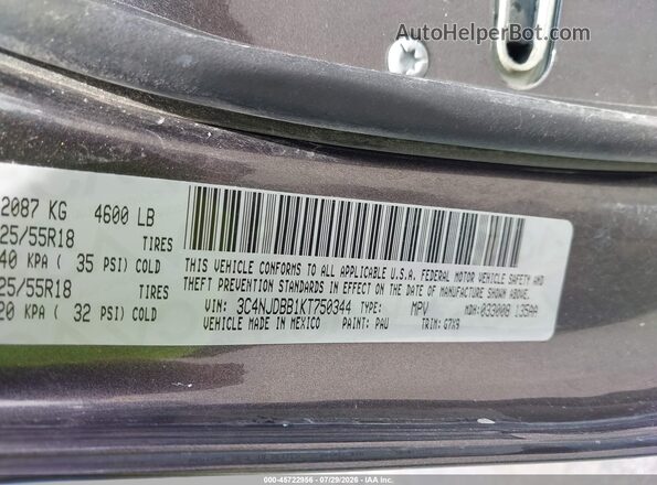 3C4NJDBB1KT750344 2019 JEEP COMPASS Gray Vista del compartimento del motor