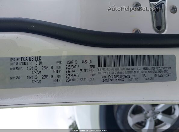 3C4NJDBB3JT423023 2018 JEEP COMPASS White ძრავის განყოფილების ხედი