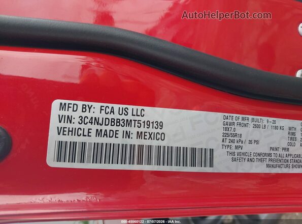 3C4NJDBB3MT519139 2021 JEEP COMPASS Red Շարժիչի բաժամունքի տեսք