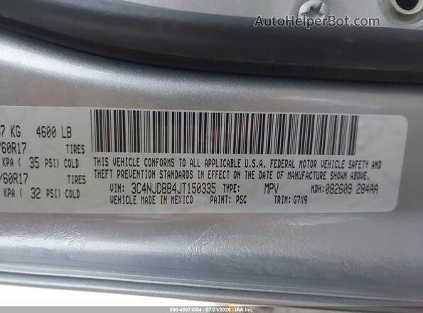 3C4NJDBB4JT150335 2018 JEEP COMPASS Gray Widok komory silnika