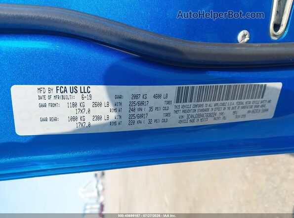 3C4NJDBB4KT838224 2019 JEEP COMPASS Blue ძრავის განყოფილების ხედი