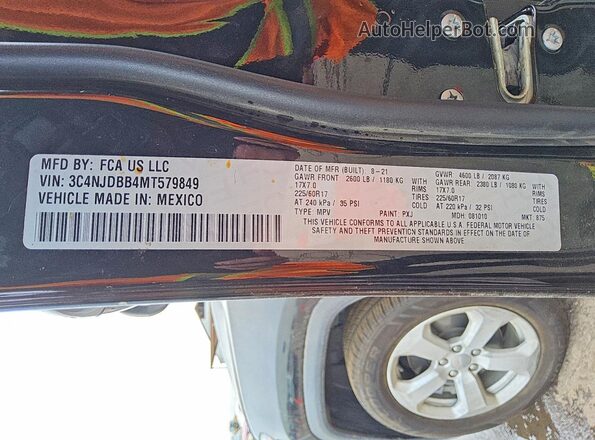3C4NJDBB4MT579849 2021 JEEP COMPASS Black VIN կոդի պիտակի տեսք
