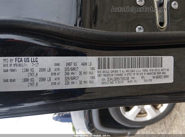 3C4NJDBB5HT693168 2017 JEEP COMPASS Черный Вид подкапотного пространства