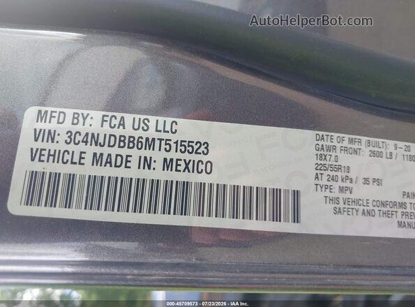3C4NJDBB6MT515523 2021 JEEP COMPASS Черный Вид подкапотного пространства