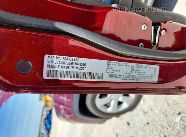 3C4NJDBB6MT543516 2021 JEEP COMPASS Maroon VIN კოდის სტიკერის ხედი
