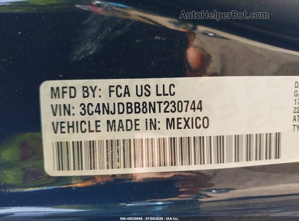 3C4NJDBB8NT230744 2022 JEEP COMPASS Black Engine compartment view
