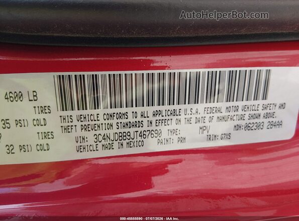 3C4NJDBB9JT467690 2018 JEEP COMPASS Red Вид підкапотного простору