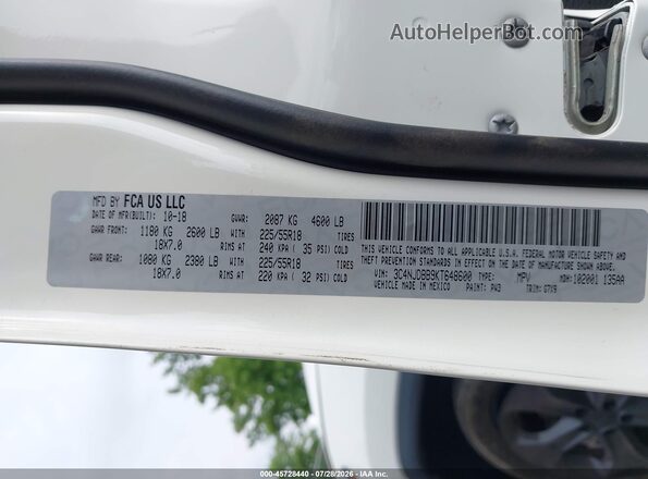 3C4NJDBB9KT648600 2019 JEEP COMPASS White Vista del compartimento del motor