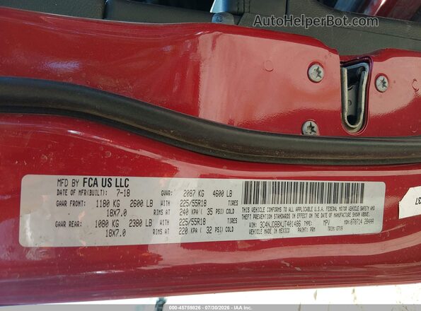 3C4NJDBBXJT401486 2018 JEEP COMPASS Red Вид підкапотного простору