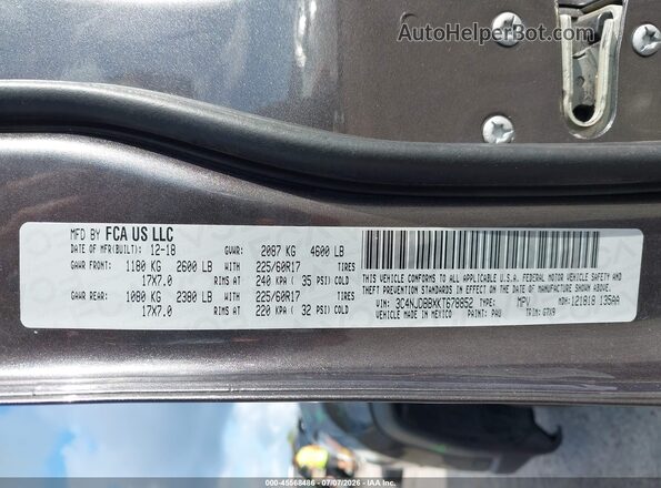 3C4NJDBBXKT678852 2019 JEEP COMPASS Серый Вид подкапотного пространства
