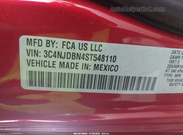 3C4NJDBN4ST548110 2025 JEEP COMPASS Red ძრავის განყოფილების ხედი
