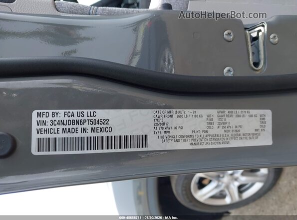 3C4NJDBN6PT504522 2023 JEEP COMPASS Серый Вид подкапотного пространства
