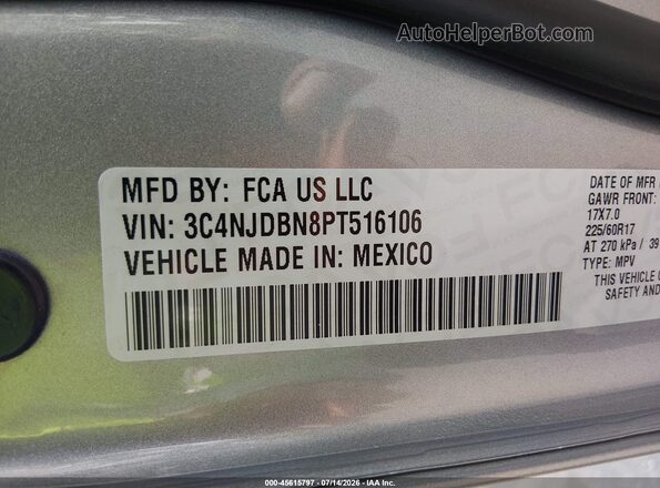 3C4NJDBN8PT516106 2023 JEEP COMPASS Серый Вид подкапотного пространства