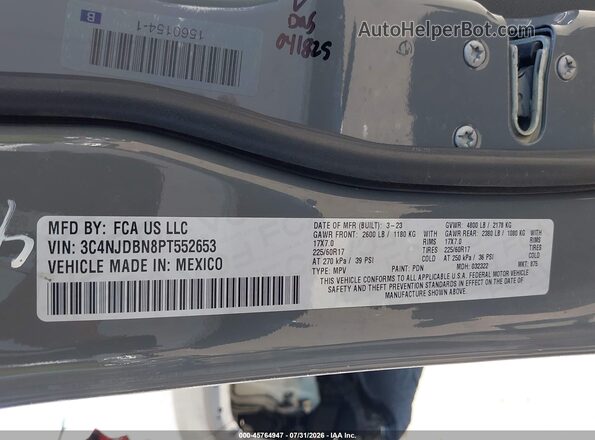 3C4NJDBN8PT552653 2023 JEEP COMPASS Gray Շարժիչի բաժամունքի տեսք
