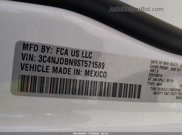 3C4NJDBN9ST571589 2025 JEEP COMPASS White Vista del compartimento del motor