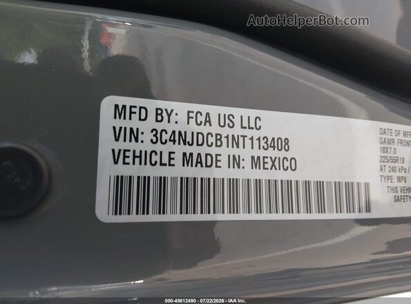 3C4NJDCB1NT113408 2022 JEEP COMPASS Gray Շարժիչի բաժամունքի տեսք