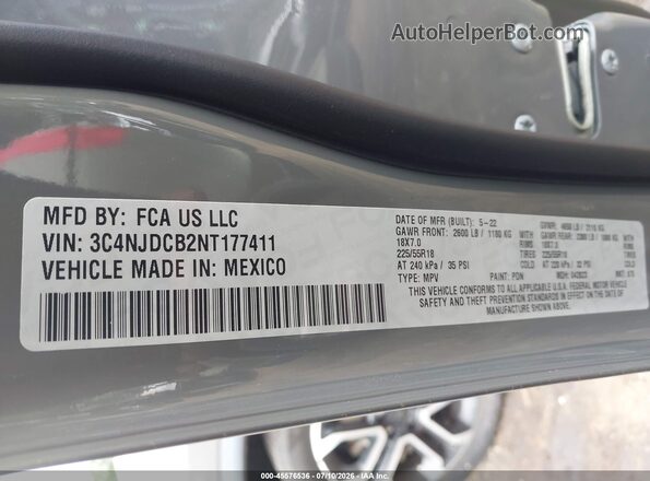 3C4NJDCB2NT177411 2022 JEEP COMPASS Gray Engine compartment view