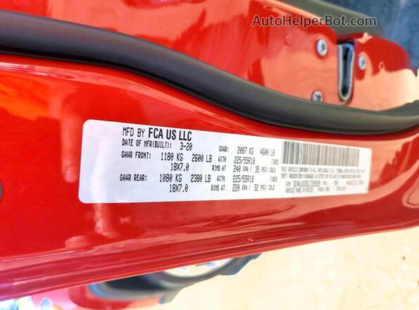 3C4NJDCB3LT228329 2020 JEEP COMPASS Red VIN კოდის სტიკერის ხედი