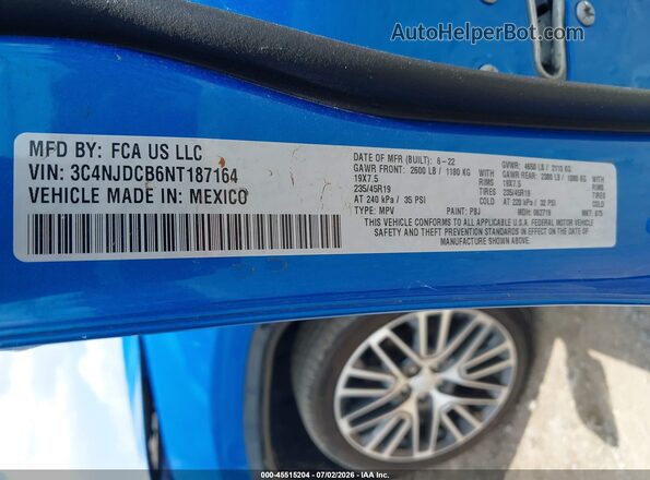 3C4NJDCB6NT187164 2022 JEEP COMPASS Blue Շարժիչի բաժամունքի տեսք