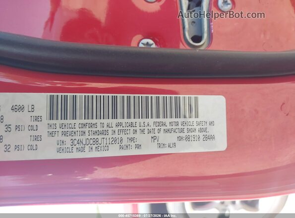 3C4NJDCB8JT112010 2018 JEEP COMPASS Red Вид підкапотного простору