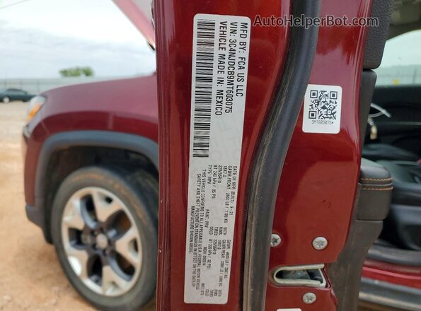 3C4NJDCB9MT603075 2021 JEEP COMPASS Red VIN კოდის სტიკერის ხედი