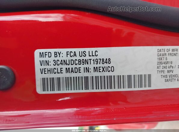 3C4NJDCB9NT197848 2022 JEEP COMPASS Red Engine compartment view