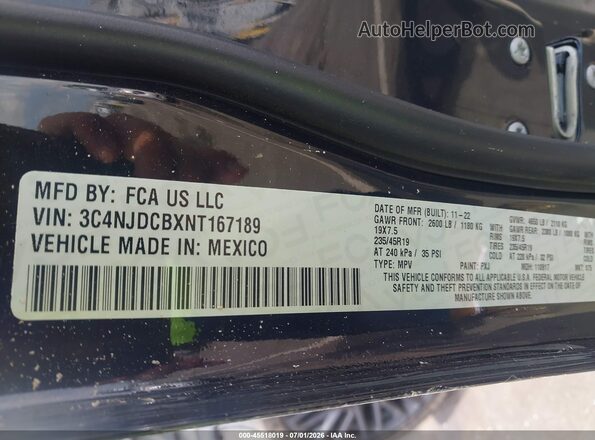 3C4NJDCBXNT167189 2022 JEEP COMPASS Black Vista del compartimento del motor