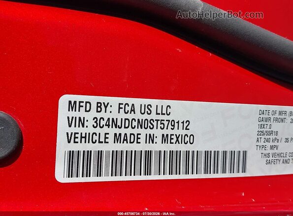 3C4NJDCN0ST579112 2025 JEEP COMPASS Red Widok komory silnika